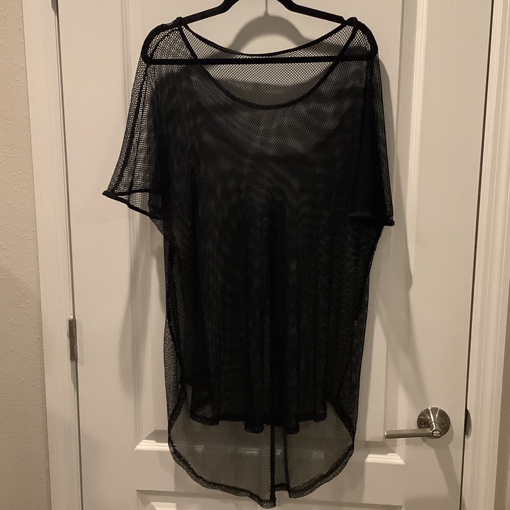 Source Unknown Black Sheer Mesh Swim Coverup Tunic